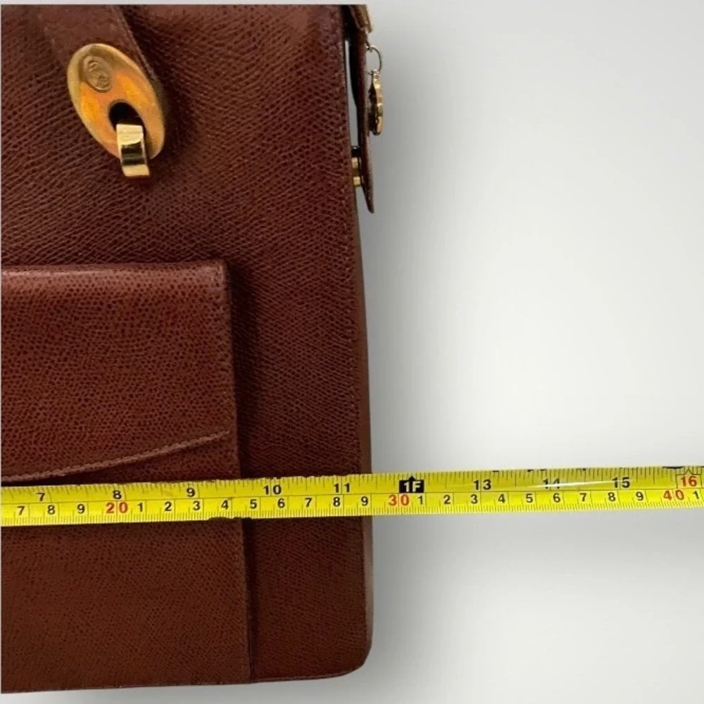 Lladro‎ Leather Structured Bag Womens Medium Brown Vintage Y2K Satchel Crossbody